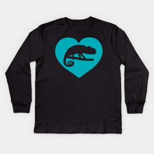 Blue Chameleon Heart for Chameleon Lovers Kids Long Sleeve T-Shirt